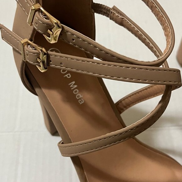 Y2K Strappy Platform Block Chunky Heel Sandal Women Sz 7 Soft Girl Glam Coquette - Picture 10 of 11